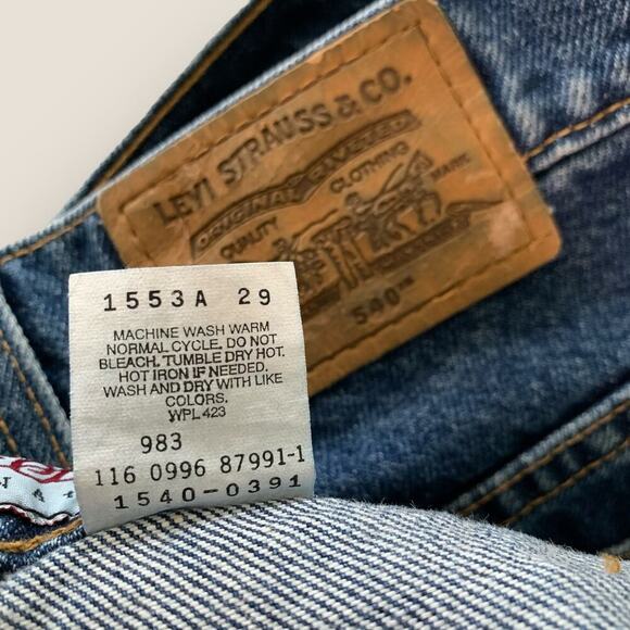 Levi's 540 Vintage 90s Relaxed Fit Tapered Denim Blue Jeans Men Size 50X32 New - Picture 13 of 14